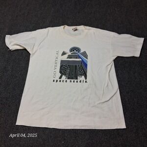 VTG Go Vertical Space Needle Seattle Washington T Shirt Ribbed Men Size Large